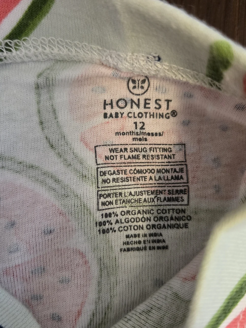 Honest Baby Clothing, Kids Watermelon Pajama Set - Pink, Green, White, 12 Months